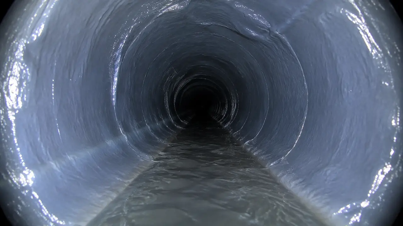 Sewer camera view of a smooth seamless cured-in-place liner